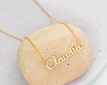 Personalized Solid Gold -14K Solid Gold Name Necklace - Custom Name Necklace - Gold Name Necklace - Dainty Name Necklace