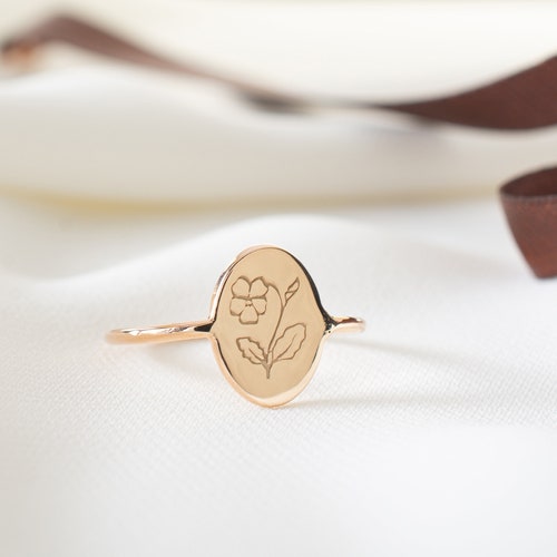 Bague de fleur de naissance Bague florale Fleur Bijoux De printemps Bijoux d’anniversaire Cadeau de fête des mères Cadeau pour maman Bague de fleur de naissance personnalisée