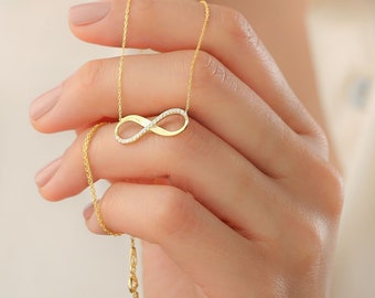 925 Infinity ketting sterling zilveren hanger choker ketting, gift box, sierlijke kleine minimalistische alledaagse sieraden, bruidsmeisje cadeau voor haar