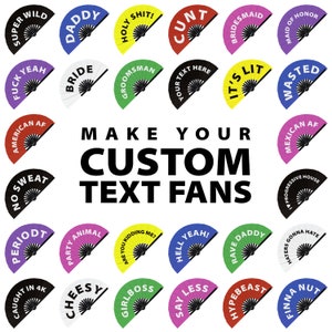 Custom Text Hand Fan UV Glow Gag Gifts Customize Your Own Fan customizable fan word fan personalized words Rave Party Festival Event Fan