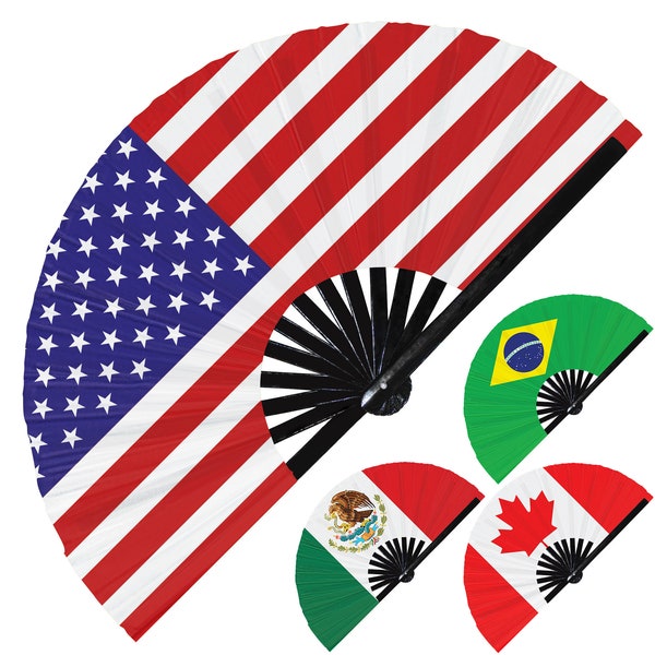 Nationalflaggen faltbare Handfächer | USA Argentinien Barbados Brasilien Kanada Kolumbien Jamaika Mexiko Panama Flagge Hand Fan