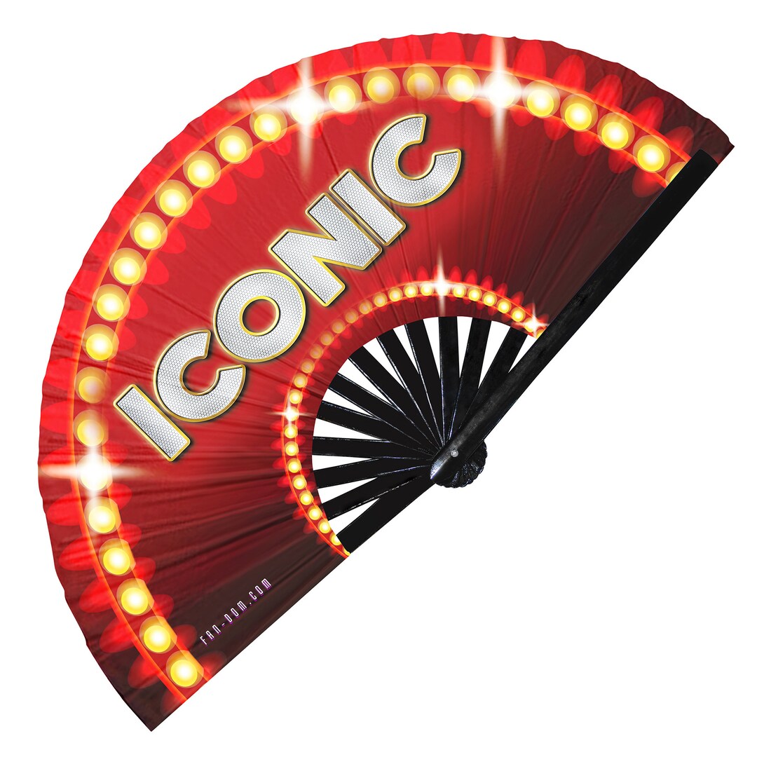Iconic Hand Fan Rave Folding Fan Festival Fan Large Bamboo Hand Fan