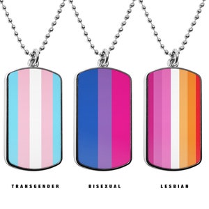 Pride Flags dog tag necklace Transgender Bisexual Lesbian Polysexual Asexual Demisexual Pansexual Philly Nonbinary Bear Flags dog tag