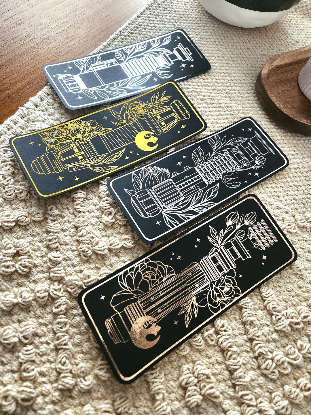 Star Wars Lightsaber Foil Bookmarks With Plants and Flowers - Etsy Canada