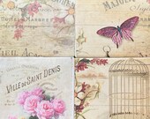 Romantic scenes on decoupaged coasters