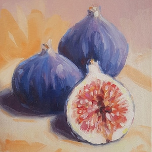 Original Figs Oil Painting: Still Life Kitchen Wall Art (8x6 inch)