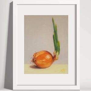 Onion, Original oil painting, Kitchen vegetable art, Still life, Gift, Wall decor
