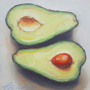 Avocado Oil Painting: Food Still Life, Modern Kitchen Art