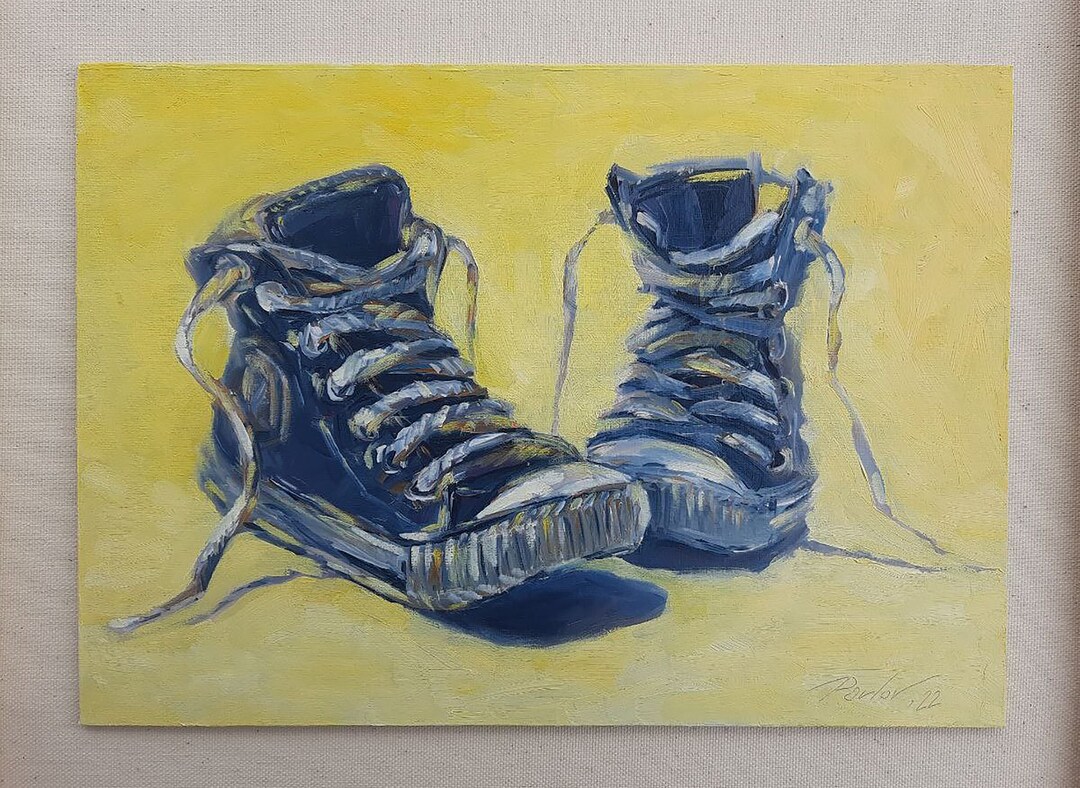 Sneakers Original Oil Painting Painting Shoe Converse Etsy