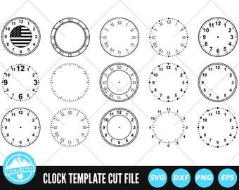 15 Clock Face Bundle SVG Files | Clock Face Pack Cut Files | Clock Face Template Vector Files | Clock Face Silhouette | Cricut Cameo File