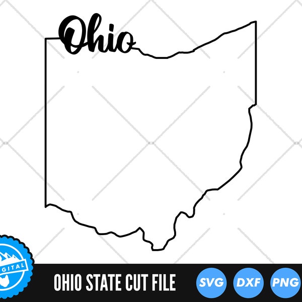 Ohio Outline with Text SVG Files | Ohio Cut Files | United States of America Vector Files | Ohio Vector | Ohio Map Clip Art