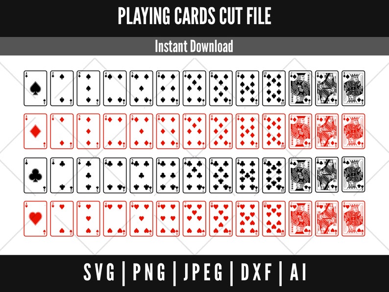 Playing Cards SVG Files Playing Cards Cut Files Poker Etsy