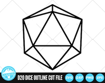 Polyedrischer Würfel W20 SVG | Würfel Bundle SVG | Polyeder Würfel | Würfel Silhouette | Würfelschnitt-Datei | Würfel Vektor