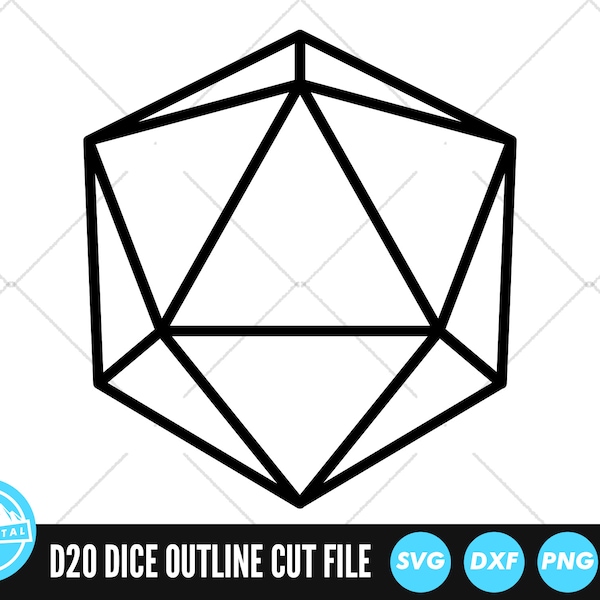 Polyhedral Dice D20 SVG | Dice Bundle SVG | Polyhedron Dice | Dice Silhouette | Dice Cut File | Dice Vector