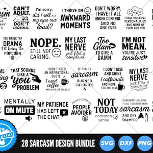 Sarcasm SVG Bundle, Funny Sarcastic Quotes, Sassy Sayings SVG, Sarcastic SVG Pack, Humor Svg Bundle, Sarcastic Cricut Files, Funny Cut Files