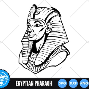 Pharaon égyptien SVG, Clipart Egypte ancienne, Silhouette de pharaon, tête de pharaon SVG, art des pyramides, roi Toutankhamon SVG, hiéroglyphes