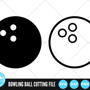May include: Black and white outline of a bowling ball with three holes.  The bowling ball is a solid black color.  The outline of the bowling ball is white.