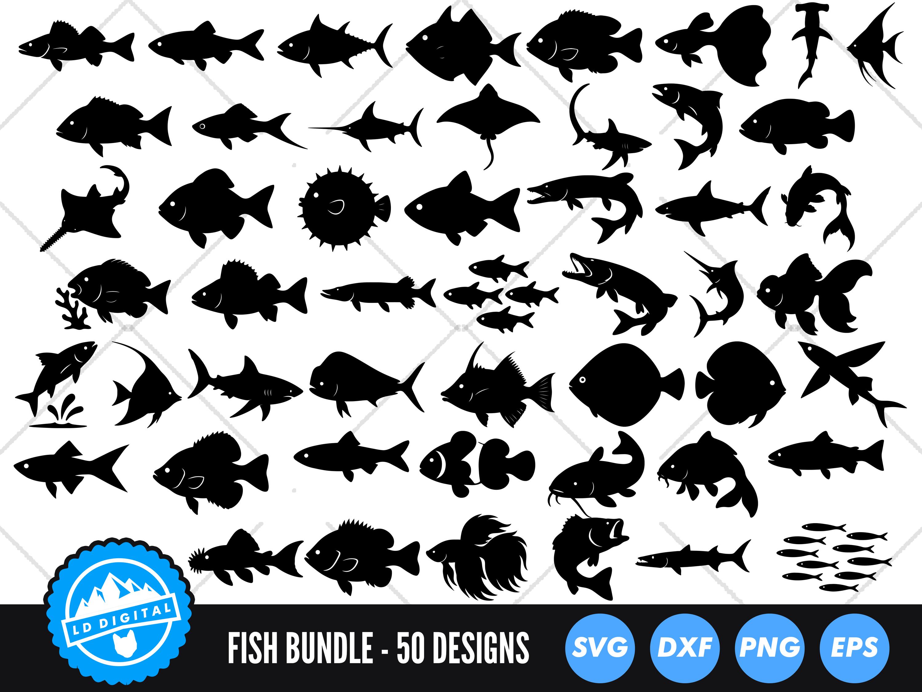 Fish SVG Bundle, Fish SVG, Fish Silhouette, Fish Cut Files, Fish ...