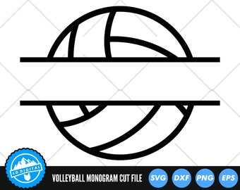 Volleyball Monogram SVG Files | Volleyball Split Name Frame Cut Files | Volleyball Monogram Vector Files | Volleyball Clip Art | CnC Files