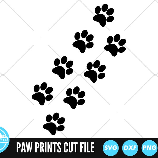 Dog Paw Prints SVG Files | Paw Print Trails Cut Files | Animal Prints Vector Files | Dog Paw Tracks Vector | Animal Tracks Clip Art
