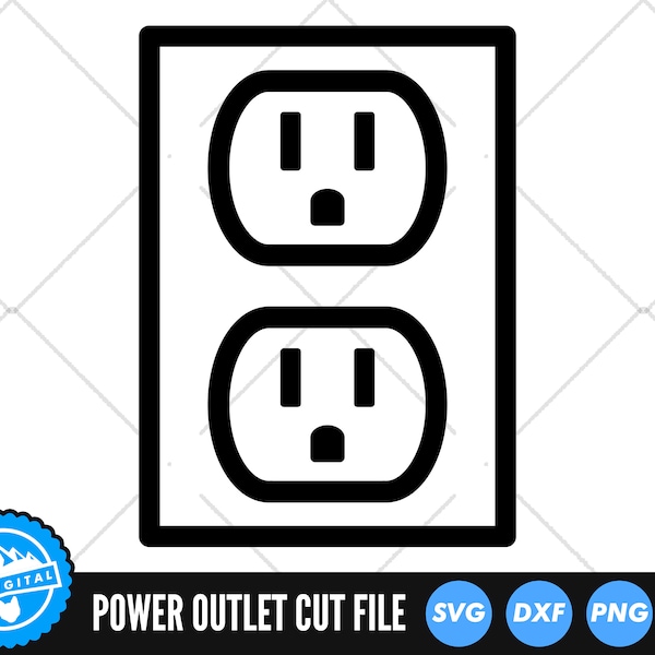 Power Outlet SVG Files / Power Socket SVG Cut Files / Power Outlet Silhouette Vector Files / Electrical Outlet Clip Art