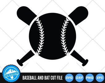 Baseball and Bat SVG Files | Baseball Bat SVG Cut Files | Baseball Silhouette SVG Vector Files | Baseball Bat Vector