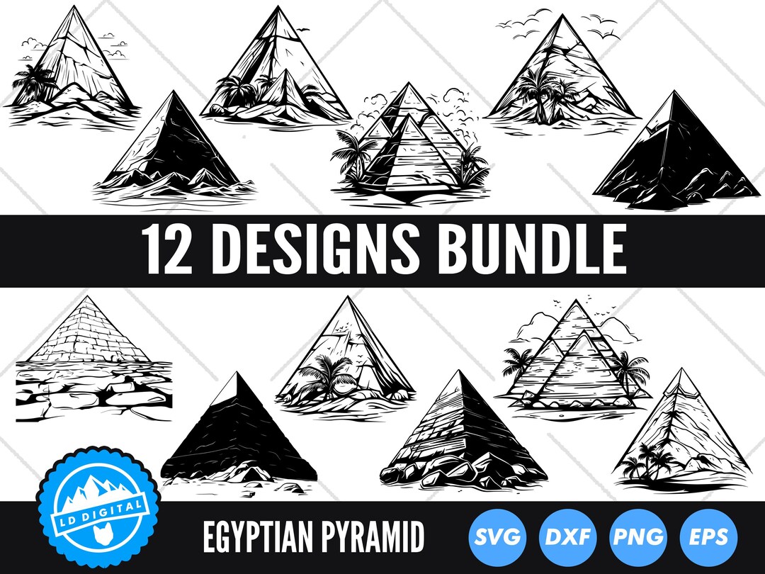 Egyptian Pyramid SVG, Ancient Pyramid Clipart, Desert Silhouette ...