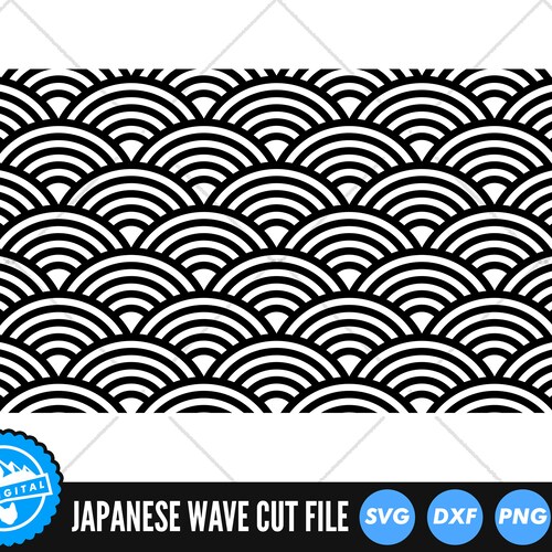 Japanese Wave Pattern SVG Files Seamless Scallop Pattern Cut Etsy