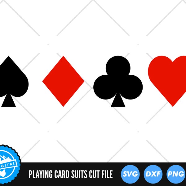 Playing Card Suits | Spades | Diamonds | Clubs | Hearts | Cut Files | Gambling | Card Suit | Silhouette | Svg | Png | Dxf | AI | Jpeg