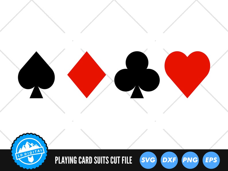 Playing Card Suits | Spades | Diamonds | Clubs | Hearts | Cut Files | Gambling | Card Suit | Silhouette | Svg | Png | Dxf | AI | Jpeg image 1