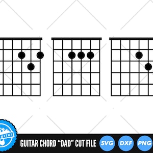 Pliki SVG z akordami gitarowymi dla taty | Pliki do cięcia akordów muzycznych | Pliki wektorowe na Dzień Ojca | Wektor gitary | Clip Art z akordami gitarowymi