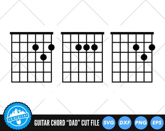Dad Guitar Chords SVG Files | Music Chords Cut Files | Fathers Day Vector Files | Guitar Vector | Guitar Chords Clip Art
