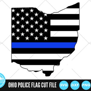 Ohio Police Blue Line US Flag | United States of America Flag | Ohio State Police Support | Svg | Png | Dxf | AI | Jpeg