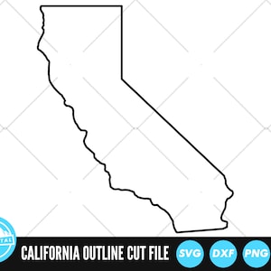 File SVG di contorno California / File tagliati California / File vettoriali degli Stati Uniti d'America / California Vector / California Map Clip Art