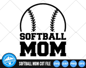 Softball Mom SVG Files | Softball Mum Cut Files | Softball Vector Files | Baseball Vector | Softball Clip Art