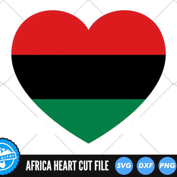 Africa Heart SVG | Pan-African Cut Files | Pan-Africanism Vector Files | Pan-Africa Vector | I Love Africa Clip Art | Black History SVG