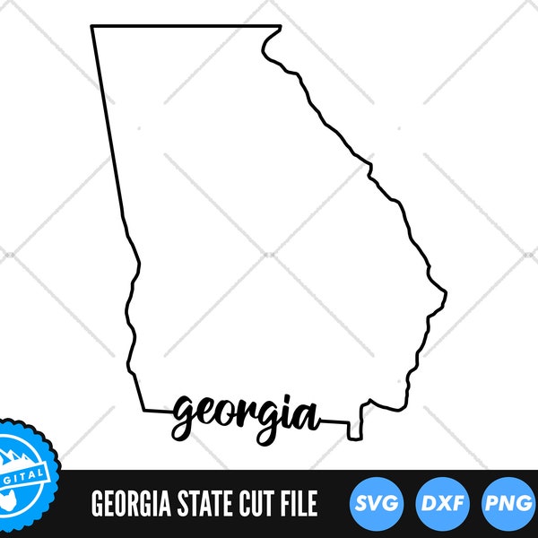 Georgia Outline with Text SVG Files | Georgia Cut Files | United States of America Vector Files | Georgia Vector | Georgia Map Clip Art