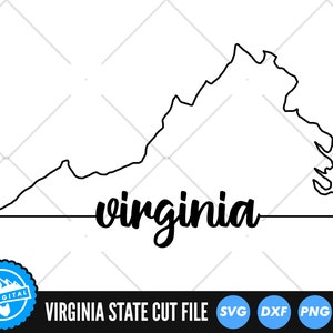 Contour de Virginie avec des fichiers texte SVG | Virginie Couper des fichiers | Fichiers vectoriels des États-Unis d'Amérique | Vecteur de Virginie | Clipart Carte Virginie