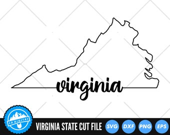 Virginia Outline with Text SVG Files | Virginia Cut Files | United States of America Vector Files | Virginia Vector | Virginia Map Clip Art