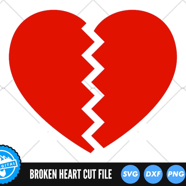 Broken Heart SVG Files | Love Heart Cut Files | Valentines Day SVG Vector Files | Broken Heart Vector