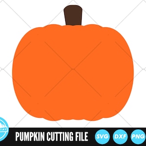 以下が含まれることがあります： 茶色の茎の付いたオレンジ色のカボチャ。これはクラフトプロジェクト用のデジタルカットファイルです。