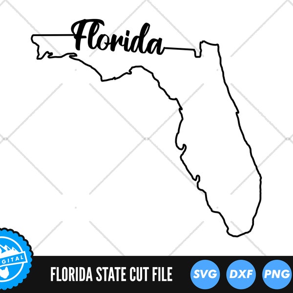 Florida Outline with Text SVG Files | Florida Cut Files | United States of America Vector Files | Florida Vector | Florida Map Clip Art