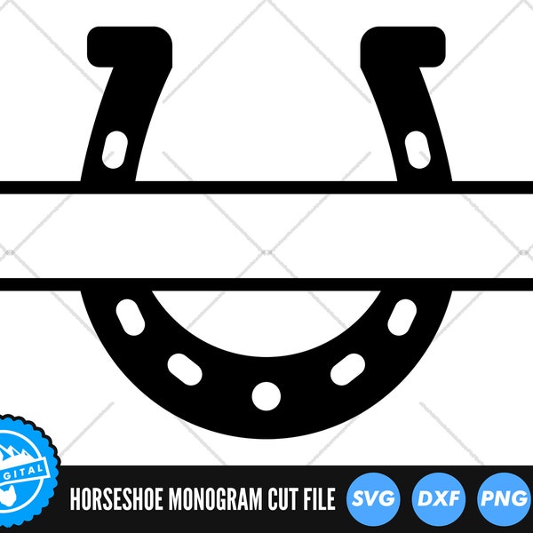 Horseshoe Split Nombre Marco SVG Archivos / Caballo Zapato Monograma Archivos cortados / Horseshoe Vector Files / Horseshoe Clip Art / Día de San Patricio