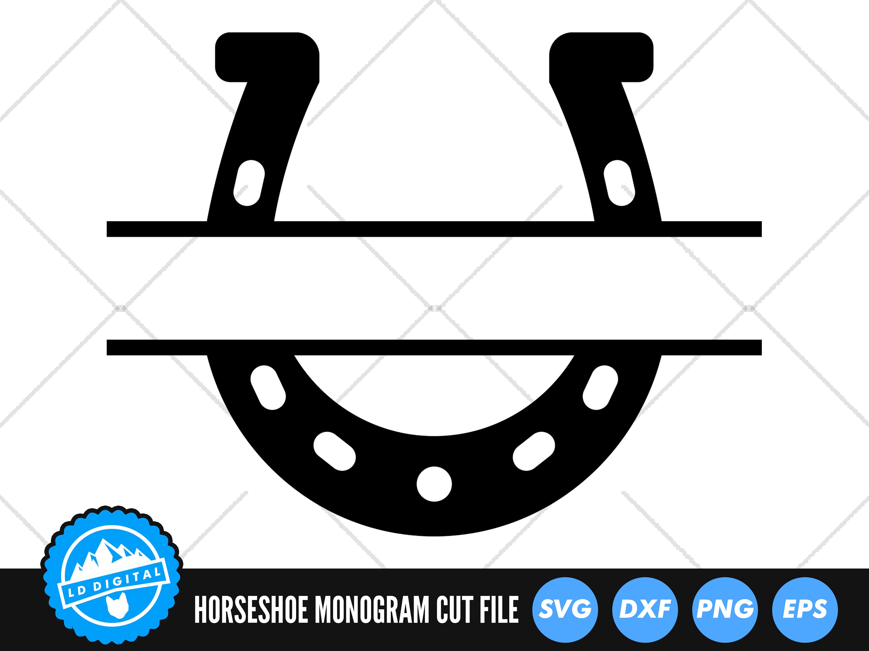 Horseshoe Split Name Frame SVG Files Horse Shoe Monogram Cut Etsy