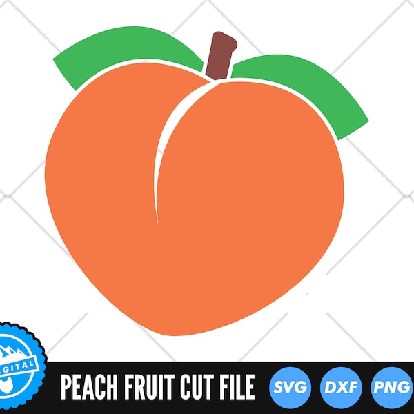 Peach SVG Files | Kawaii Fruit SVG Cut Files | Peach Fruit SVG Vector Files | Peach Vector | Peach Clip Art