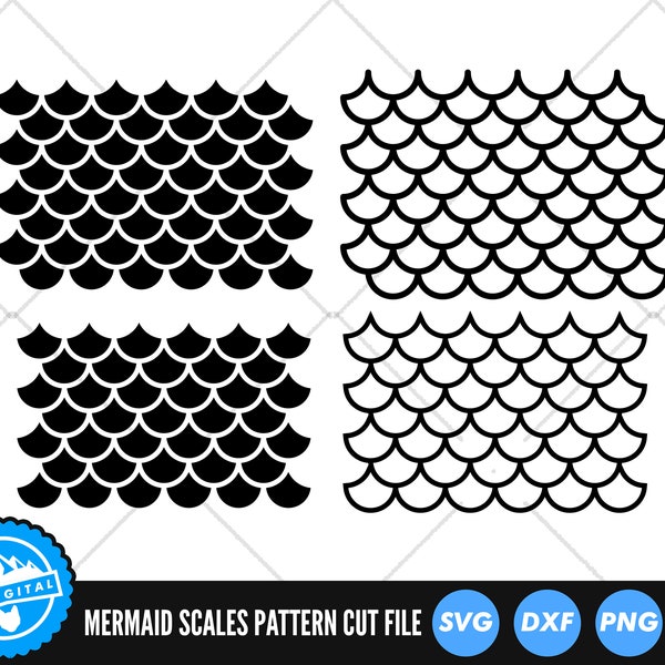 Meerjungfrau Skalen Muster SVG-Dateien | Meerjungfrau Schwanz Muster geschnitten Dateien | Fischschuppen Muster SVG Vektor Dateien | Scallop Shell Vektor