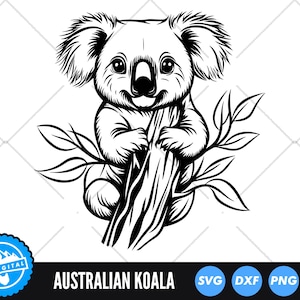 Koala SVG Files, Koala Cut Files, Australian Animal Vector, Koala Silhouette, Australia Clip Art, Cute Koala SVG, Baby Koala SVG