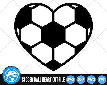 Soccer Ball Heart SVG Files | Football Cut Files | Soccerball Love Heart Vector Files | Layered Soccer Ball Vector | Soccer Ball Clip Art