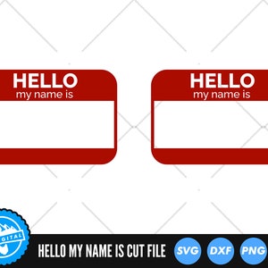 Hallo mein Name ist SVG-Dateien | Name Tag SVG Schnittdateien | Hallo mein Name ist Vektor-Dateien | Hallo, mein Name ist Silhouette Clip Art