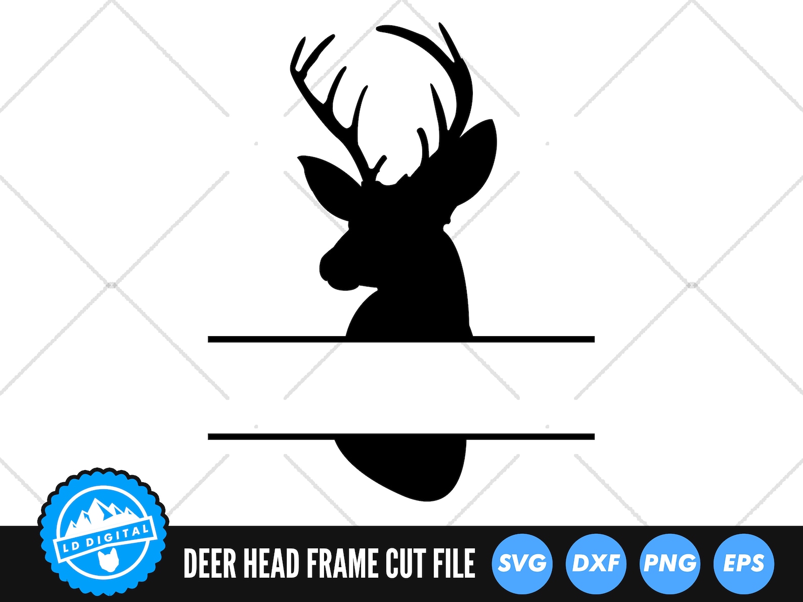 Deer Head Monogram SVG Files Split Name Frame Deer Head Cut  Etsy